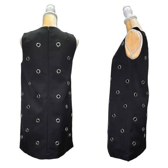 French Connection Black Midnight Satin Eyelet Tunic Dress Size 4 fcuk New NWT - Picture 4 of 11